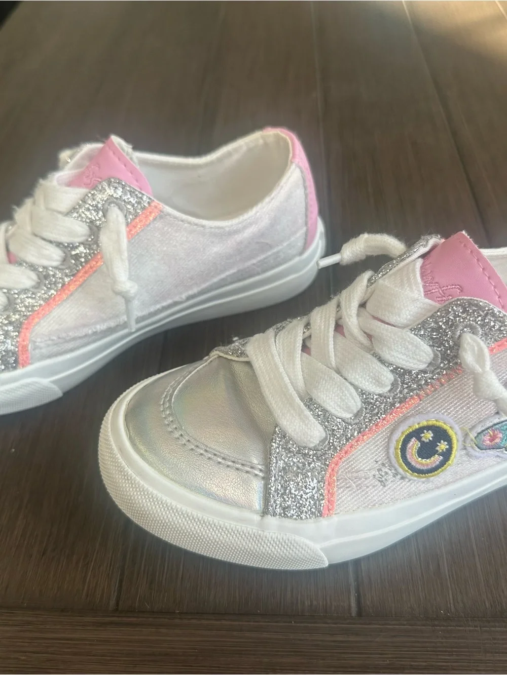 Blowfish Silver Holographic Sneakers with Pink Accents